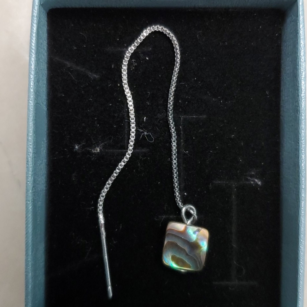 New Square Abalone Shell Dangle Drop Earrings - image 3